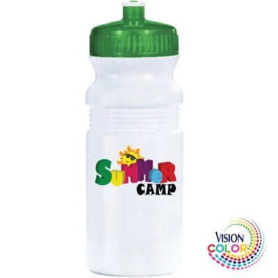 20 Oz. USA-Made White Sport Bottle with Push-Pull Lid Full Color Imprint-1
