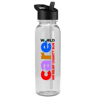 24 Oz. Transparent Sports Bottle w/Flip Straw - Digital Imprint-1
