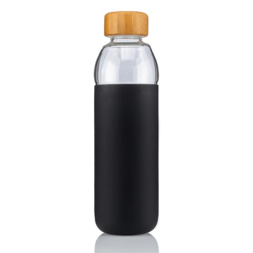 18 Oz. Lucerne Single Wall Borosilicate Glass Bottle w/Threaded Bamboo Lid & Silicone Sleeve-7