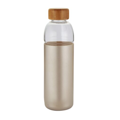 18 Oz. Lucerne Single Wall Borosilicate Glass Bottle w/Threaded Bamboo Lid & Silicone Sleeve-9